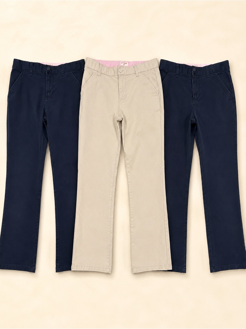 Cat & Jack Girls Uniform Pants Bundle Size 14 Navy Khaki Adjustable Waist